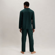Lunya Pajamas Men's Washable Silk Striped Jacquard Button Up Set - #Dusky Cypress Jacquard
