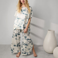 Lunya x Grace Dines Washable Silk Tee Pant Set - #Whispered Bloom