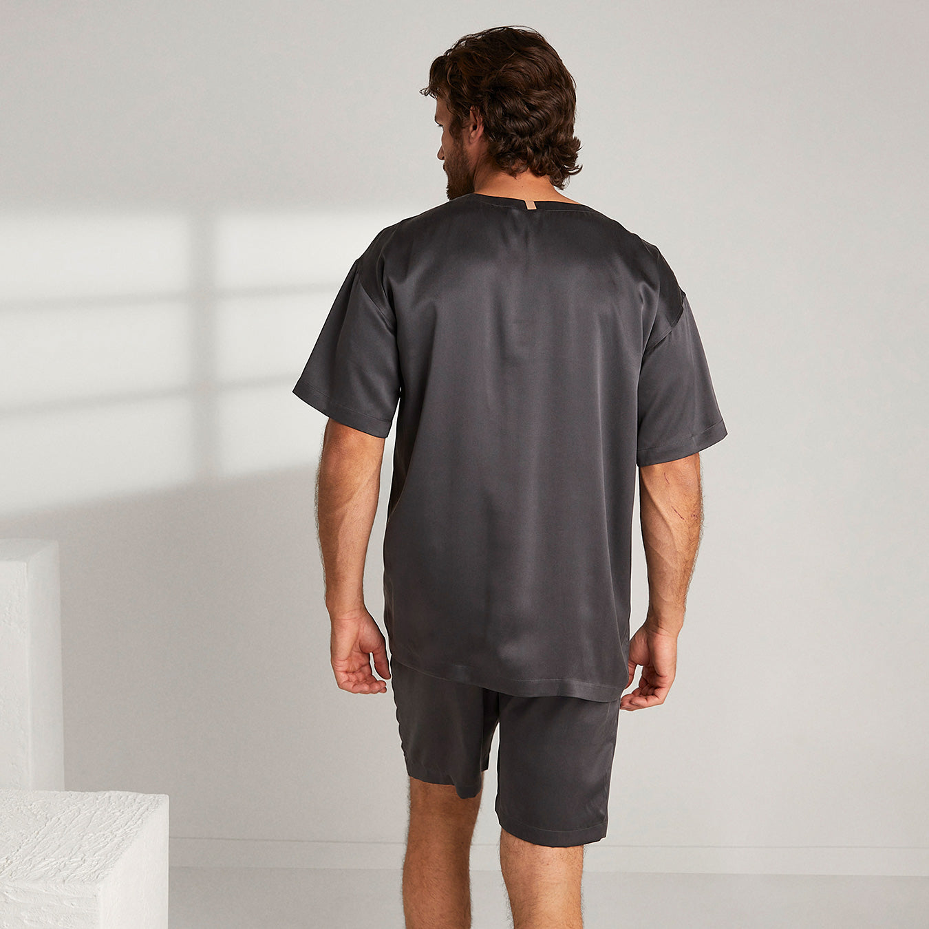 Lunya Men's Washable Silk Short Set- #Meditative Grey