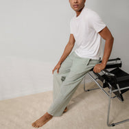 Lunya Pajamas Men's Airy Cotton Straight Leg Pant - #Overstory Stripe