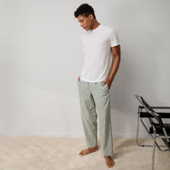 Lunya Pajamas Men's Airy Cotton Straight Leg Pant - #Overstory Stripe