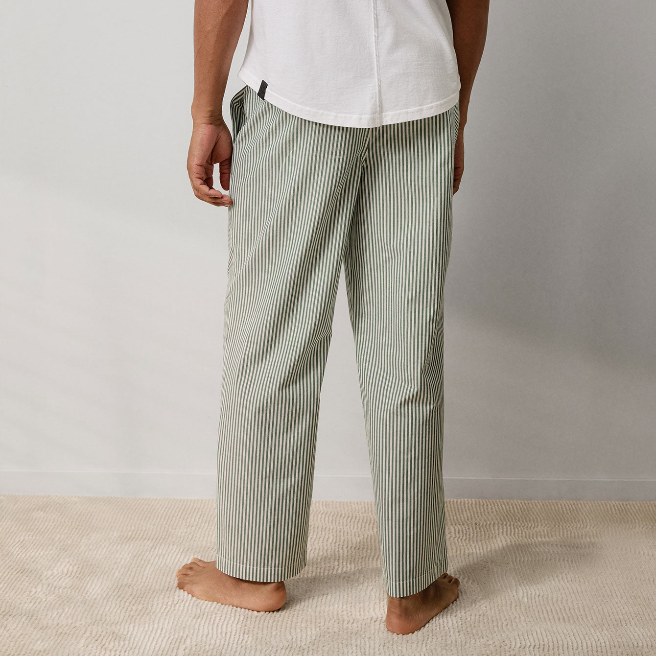 Lunya Pajamas Men's Airy Cotton Straight Leg Pant - #Overstory Stripe