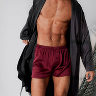 Mens Washable Silk Boxer - #Calliope Wine