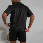 Lunya Men's Washable Silk Button Up Short Set - #Immersed Black