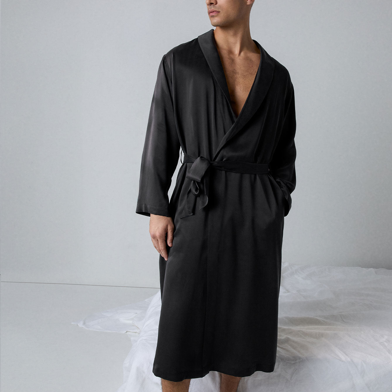 long silk dressing robe Men's Washable Silk Robe – Lunya