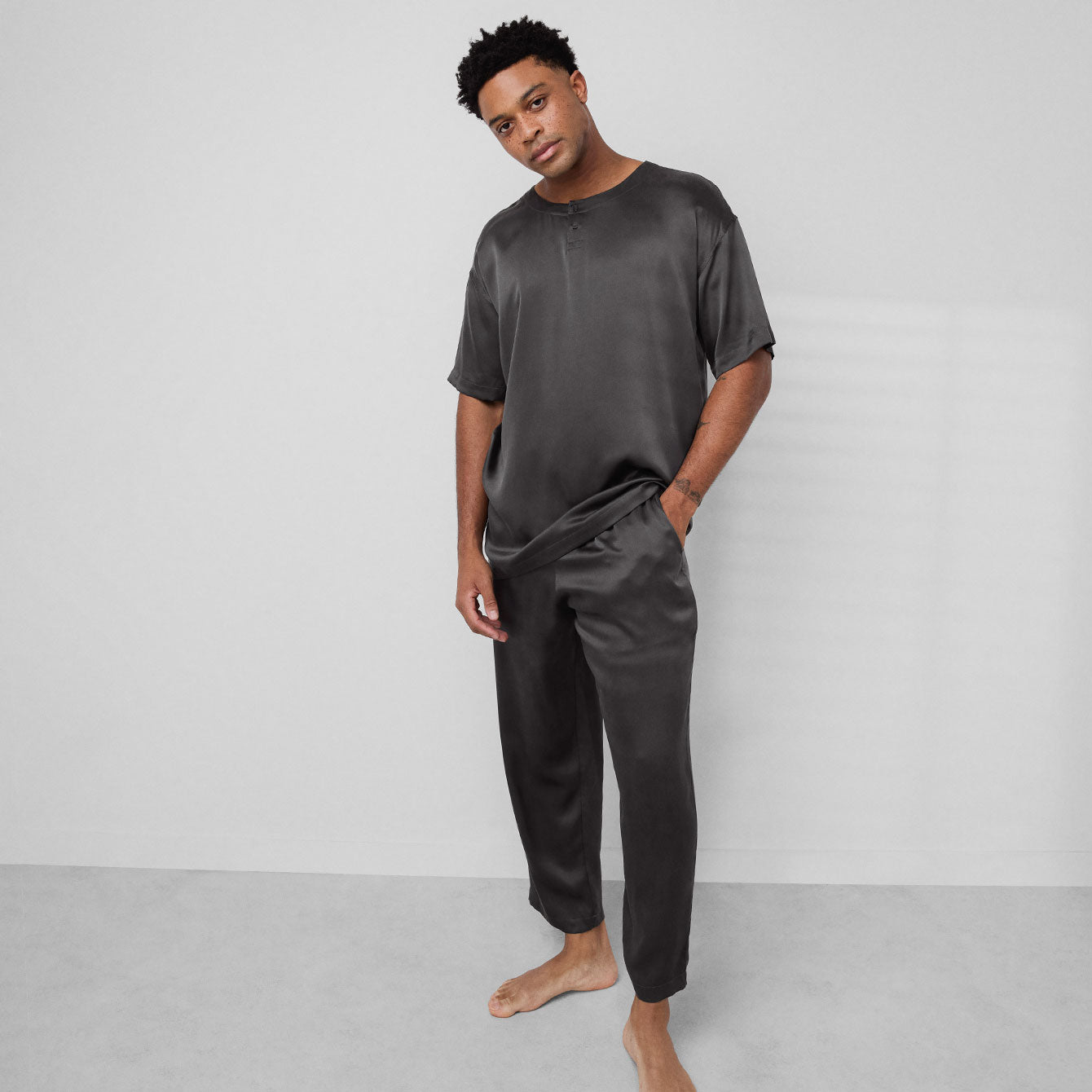 Lunya Men's Washable Silk Set- #Meditative Grey