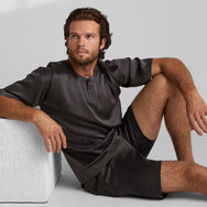 Lunya Men's Washable Silk Short Set- #Meditative Grey