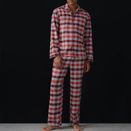 Lunya Pajamas Brushed Flannel Shawl Collar Long Sleeve Pant Set - #Rustle Plaid