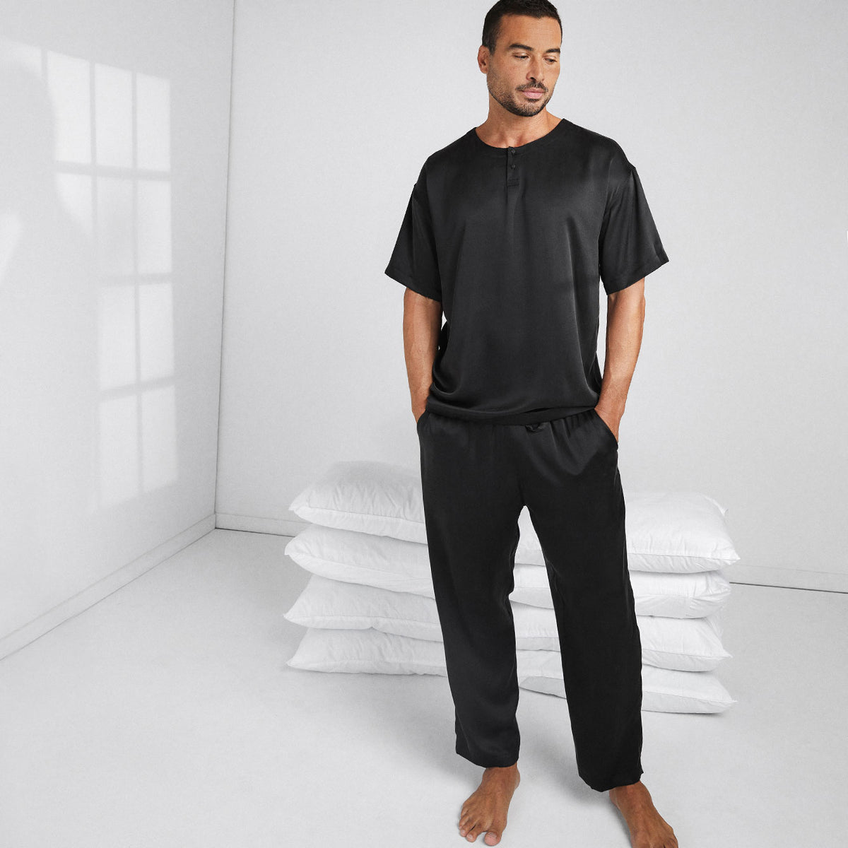 Lunya Men's Washable Silk Set- #Immersed Black