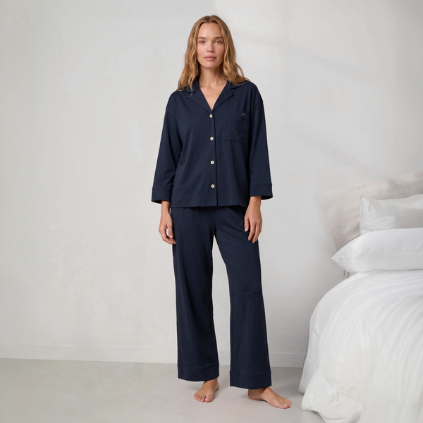 Organic Pima Button Down Ankle Pant Set