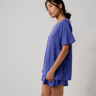 Lunya Pajamas Organic Pima Wide Leg Pant - #Royal Lagoon