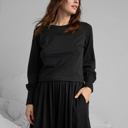 Lunya Loungewear Organic Pima Crew Neck Long Sleeve - #Immersed Black