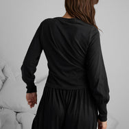 Lunya Loungewear Organic Pima Crew Neck Long Sleeve - #Immersed Black