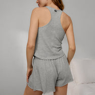 Lunya Loungewear Organic Pima Curved Hem Tank - #Storm Grey Heather