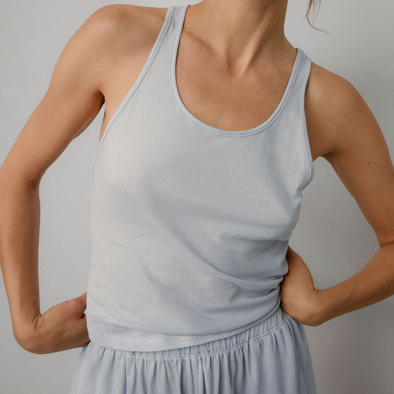 Lunya Loungewear Organic Pima Curved Hem Tank - #Tranquil Blue