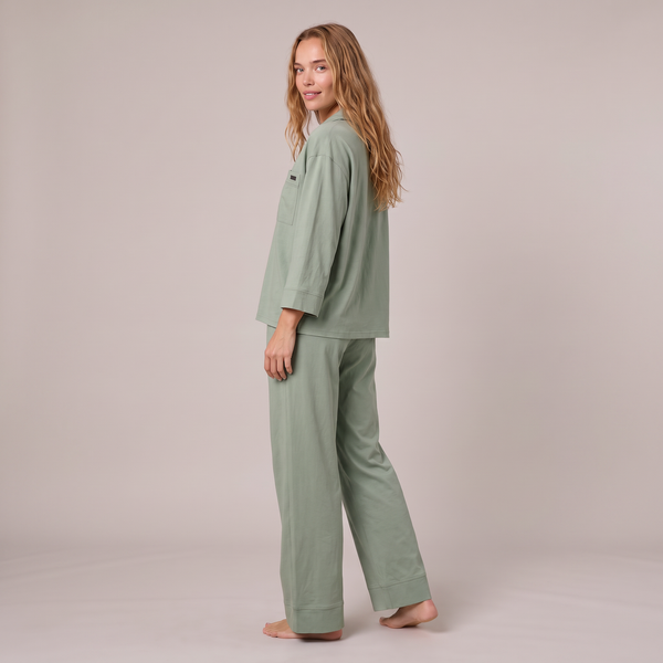 Organic Pima Button Down Ankle Pant Set
