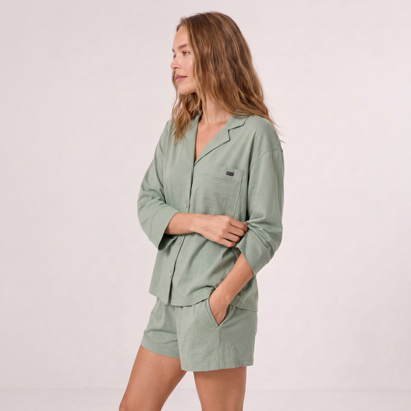 Organic Pima Button Down Short Set
