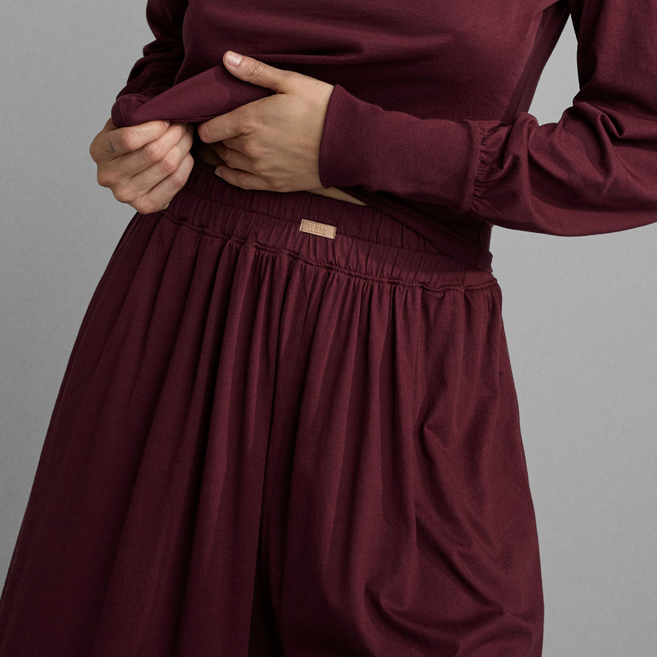 Lunya Loungewear Organic Pima Wide Leg Pant - #Calliope Wine