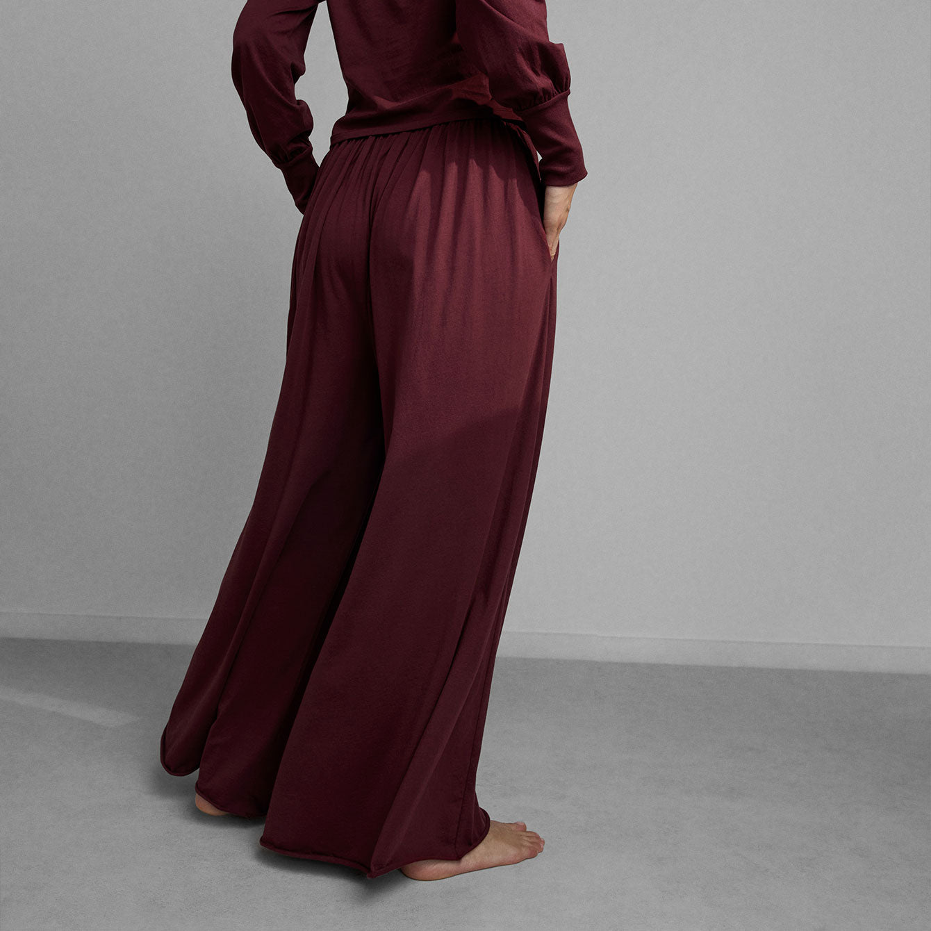 Lunya Loungewear Organic Pima Wide Leg Pant - #Calliope Wine