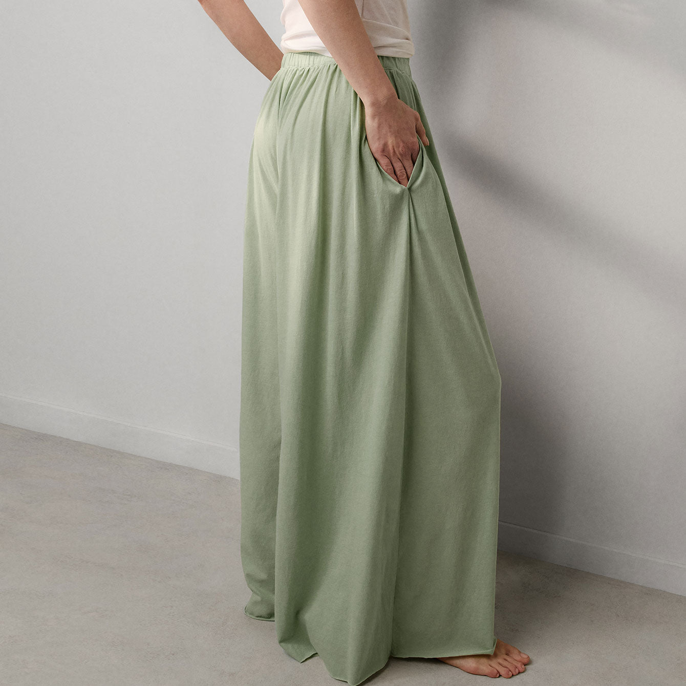 Lunya Loungewear Organic Pima Wide Leg Pant - #Ethereal Green