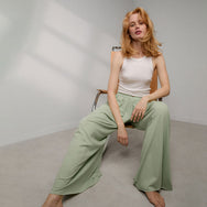 Lunya Loungewear Organic Pima Wide Leg Pant - #Ethereal Green