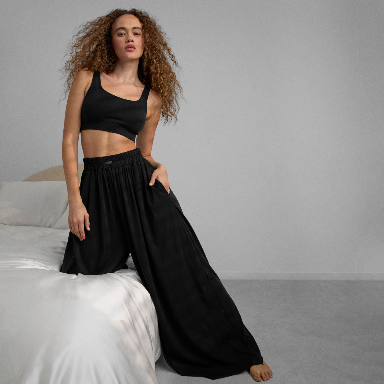 Lunya Organic Pima Wide Leg Pant - #Immersed Black