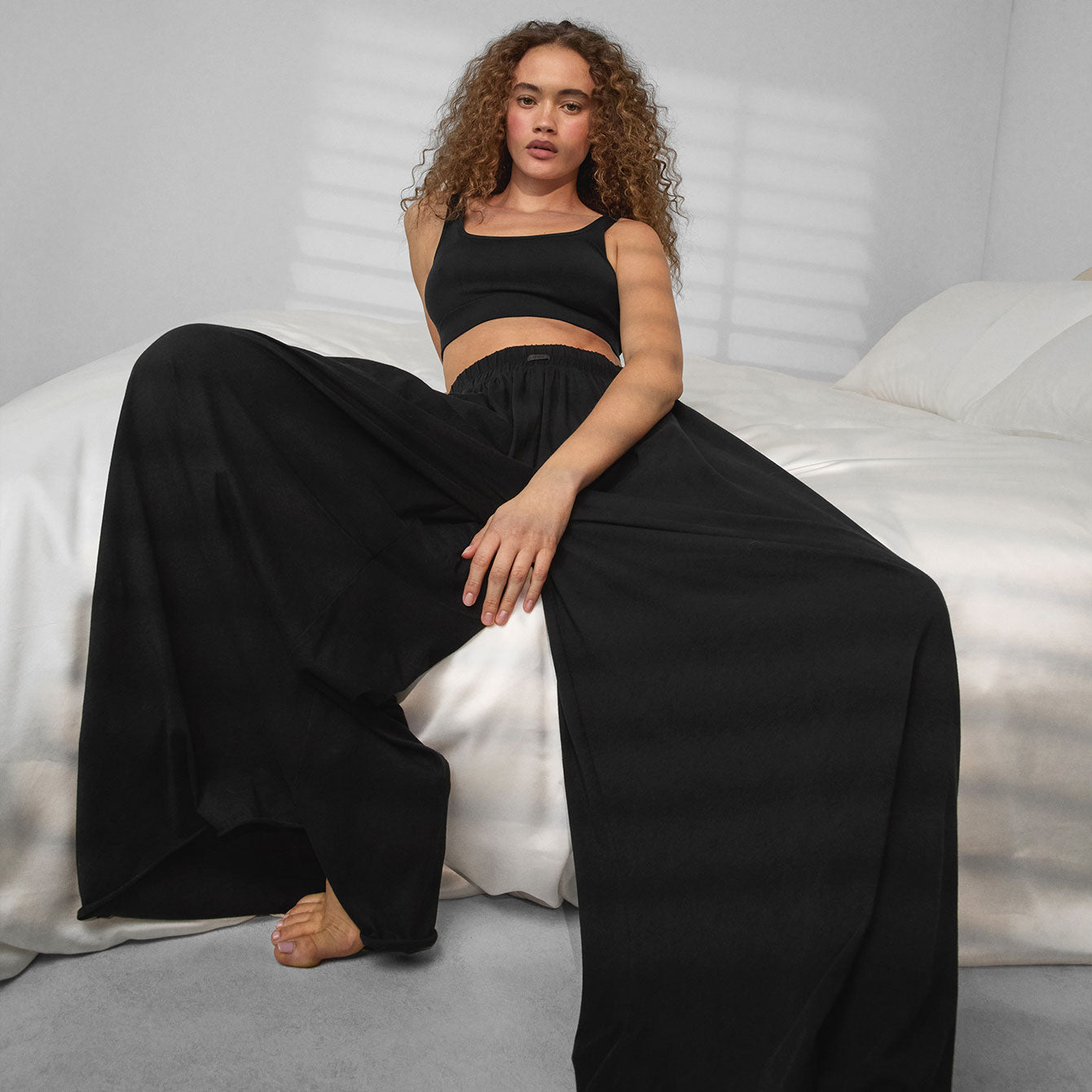 Lunya Organic Pima Wide Leg Pant - #Immersed Black