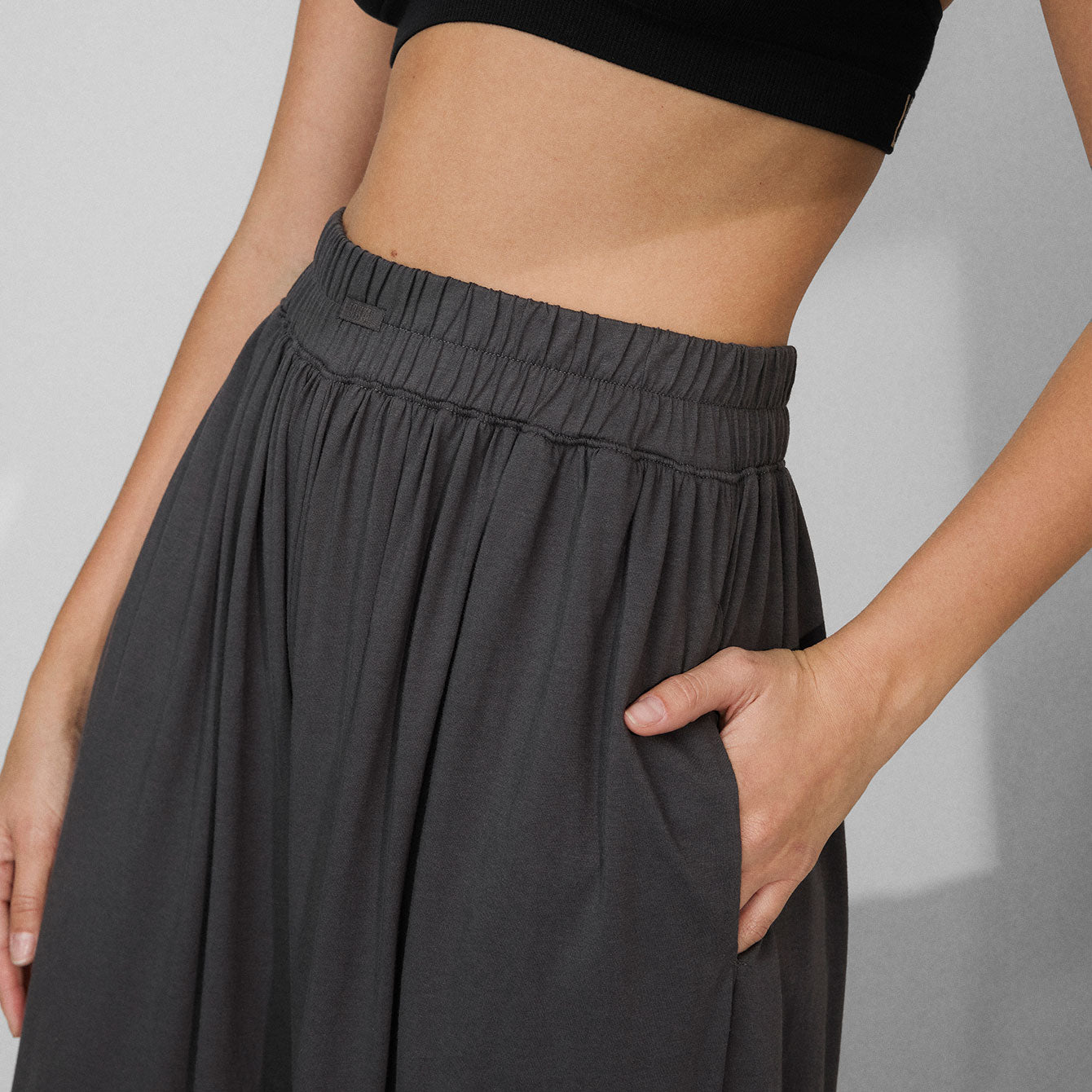 Organic Pima Wide Leg Pant - #Meditative Grey