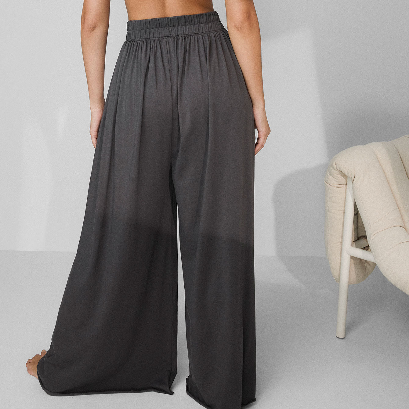 Organic Pima Wide Leg Pant - #Meditative Grey