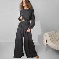 Organic Pima Wide Leg Pant - #Meditative Grey