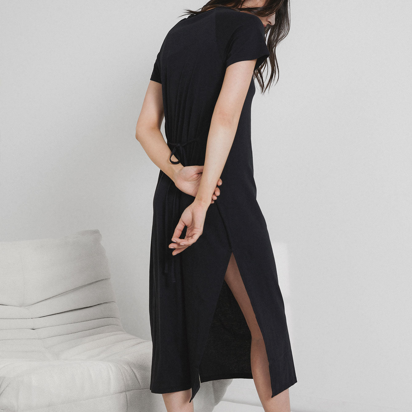 Lunya Pajamas Organic Pima Wrap Dress - #Immersed Black