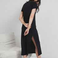 Lunya Pajamas Organic Pima Wrap Dress - #Immersed Black