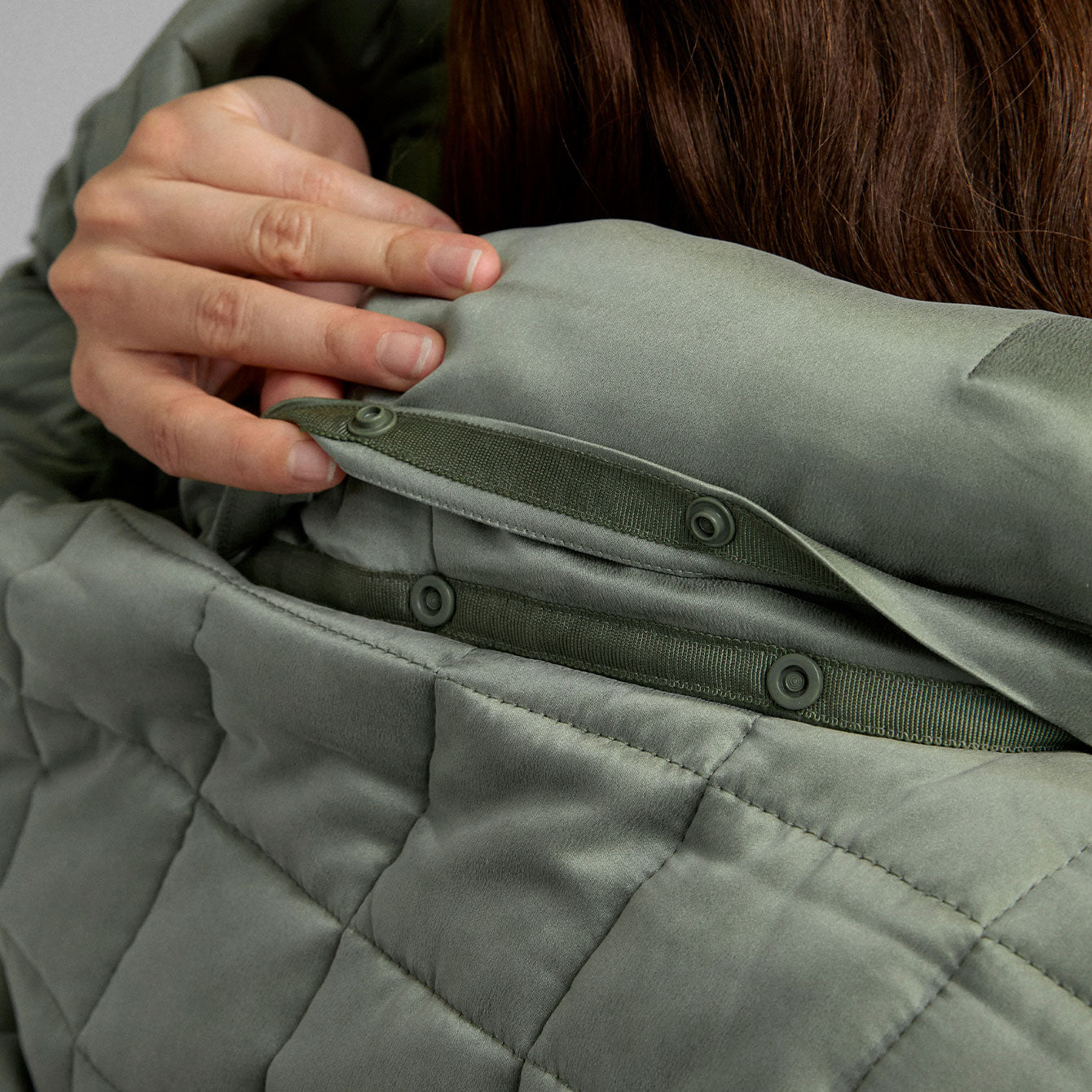 Lunya Quilted Silk Comforter Coat - #Shaded Olive/Arcadia Green