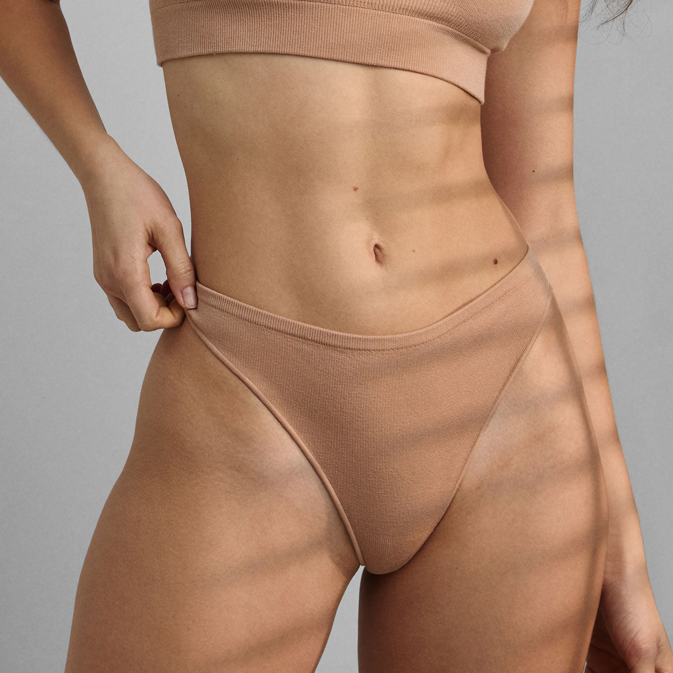 Lunya Intimates Seamless Modal High Cut Thong - #Hushed Tan