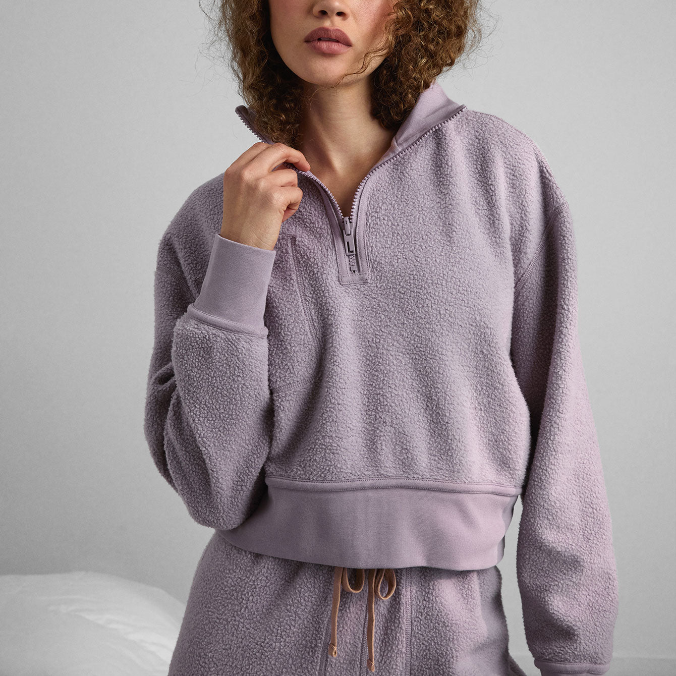 Lunya Pajamas Silksweats™ Reversible Half Zip - #Dawning Mist