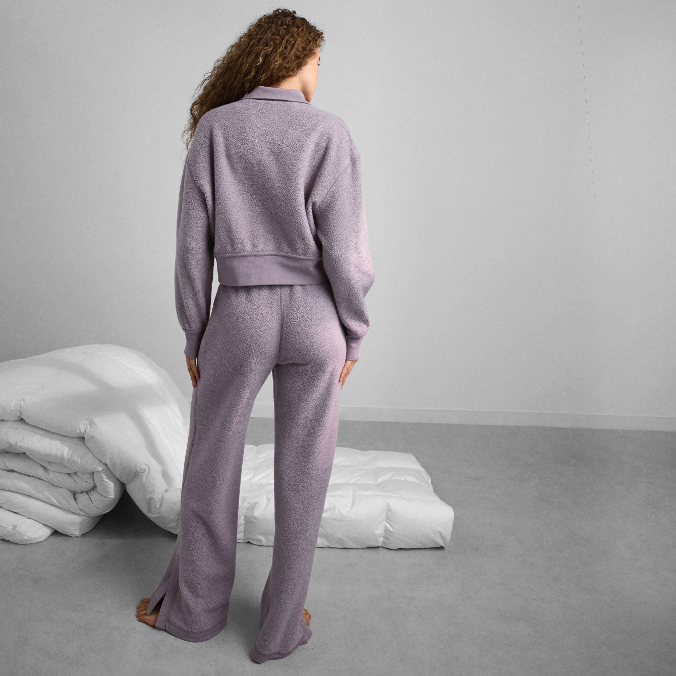 Lunya Pajamas Silksweats™ Reversible Half Zip - #Dawning Mist