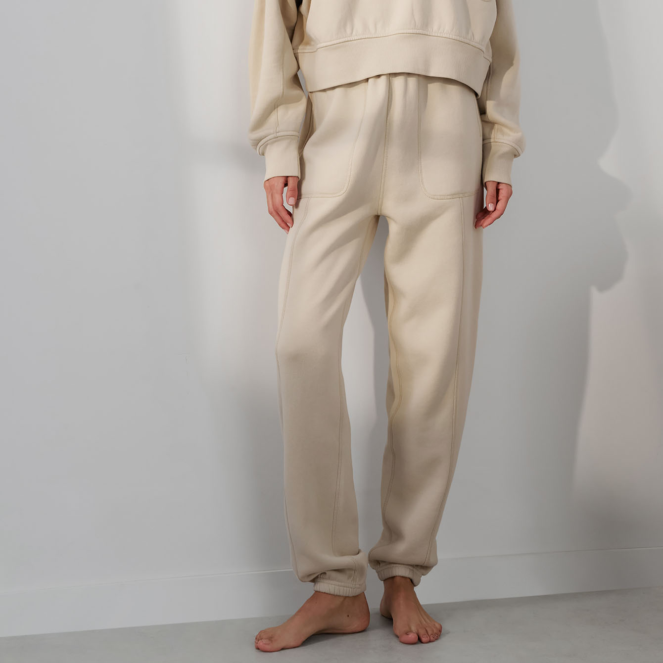 Lunya Loungewear Silksweats™ Midweight Reversible Seamed Jogger - #Waltzing Sand