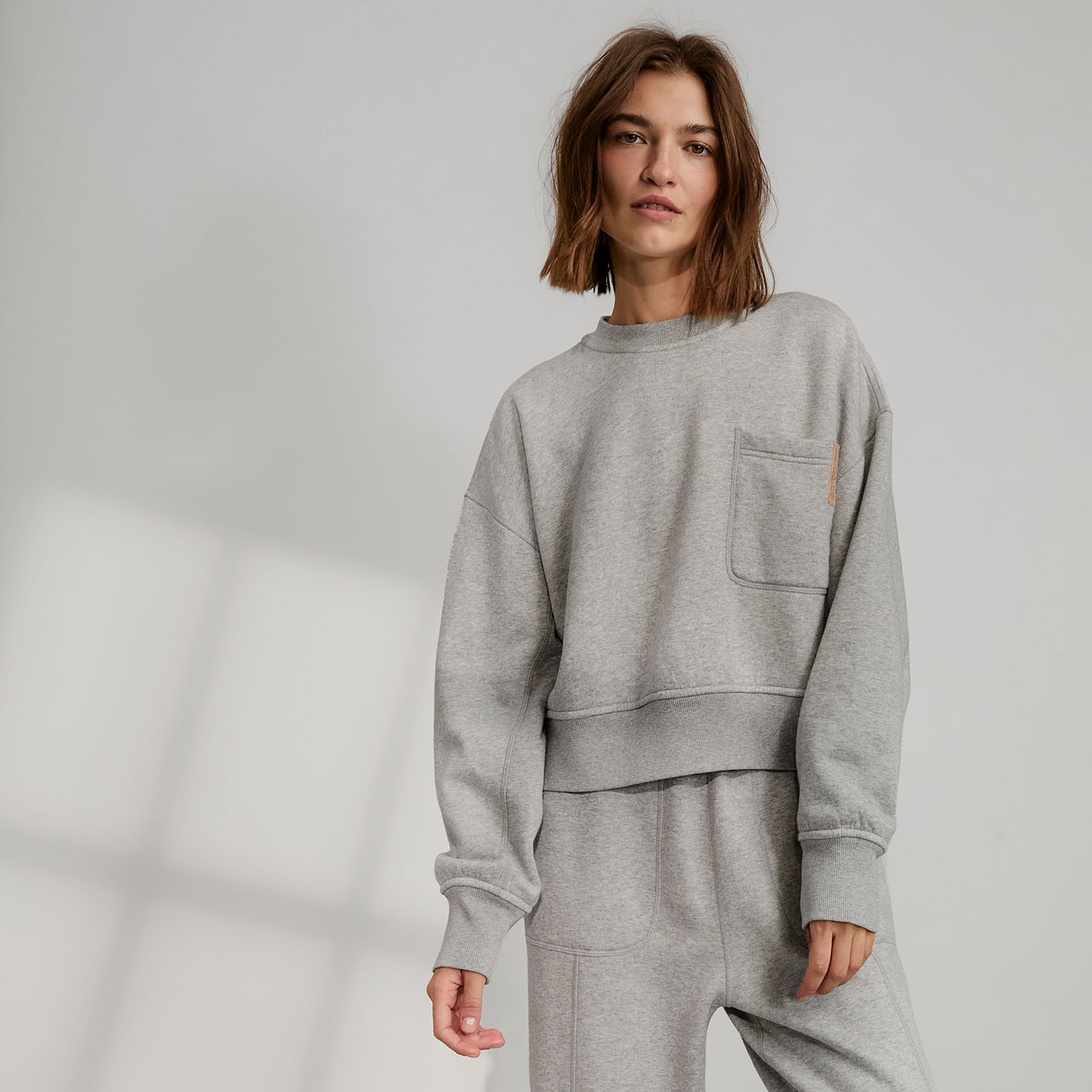 Lunya Loungewear Silksweats™ Midweight Reversible Seamed Sweatshirt - #Napping Dove Heather