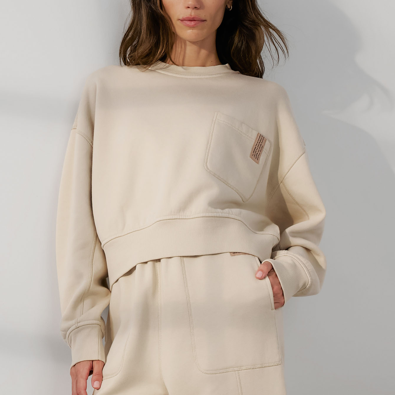Lunya Loungewear Silksweats™ Midweight Reversible Seamed Sweatshirt - #Waltzing Sand