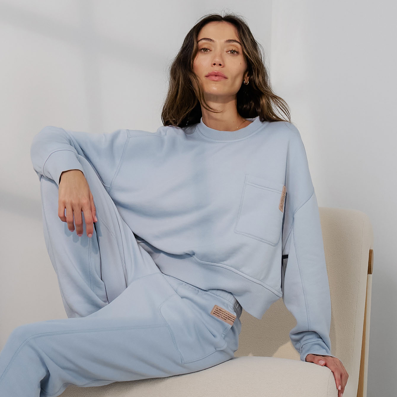 Lunya Loungewear Silksweats™ Midweight Reversible Seamed Sweatshirt - #Welkin Blue