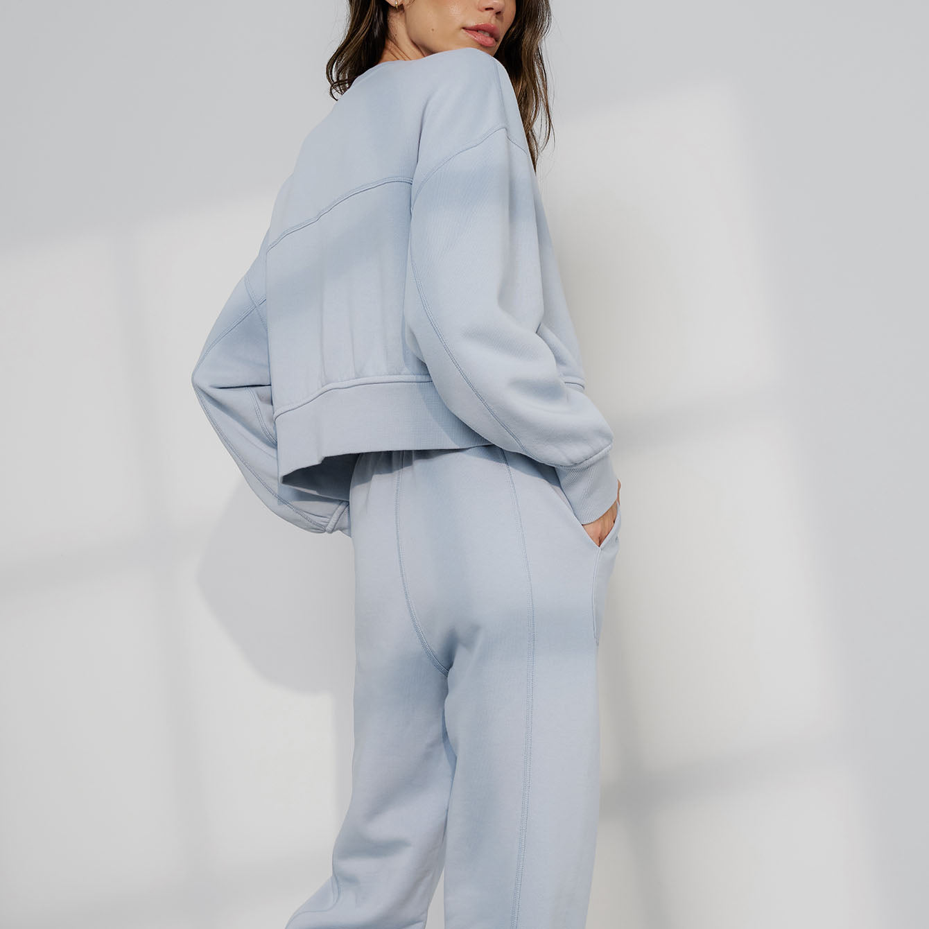Lunya Loungewear Silksweats™ Midweight Reversible Seamed Sweatshirt - #Welkin Blue