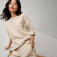 Lunya Loungwear Silksweats™ Midweight Reversible Cropped Sleeve Sweatshirt - #Waltzing Sand