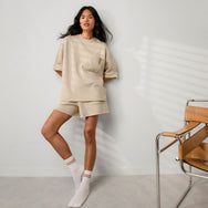 Lunya Loungwear Silksweats™ Midweight Reversible Cropped Sleeve Sweatshirt - #Waltzing Sand