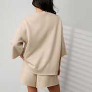 Lunya Loungwear Silksweats™ Midweight Reversible Cropped Sleeve Sweatshirt - #Waltzing Sand
