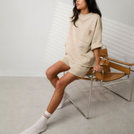 Lunya Loungwear Silksweats™ Midweight Reversible Cropped Sleeve Sweatshirt - #Waltzing Sand