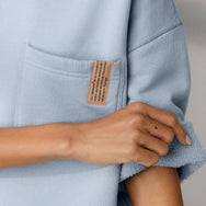Lunya Loungewear Silksweats™ Midweight Reversible Cropped Sleeve Sweatshirt - #Welkin Blue