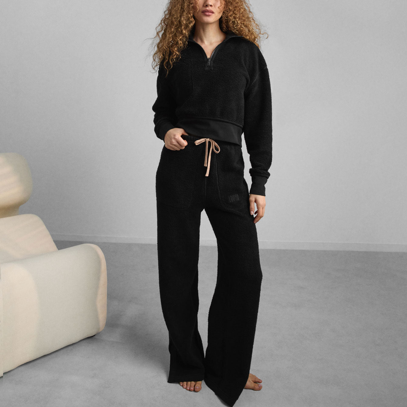 Lunya Loungewear  Silksweats™ Reversible Half Zip - #Immersed Black