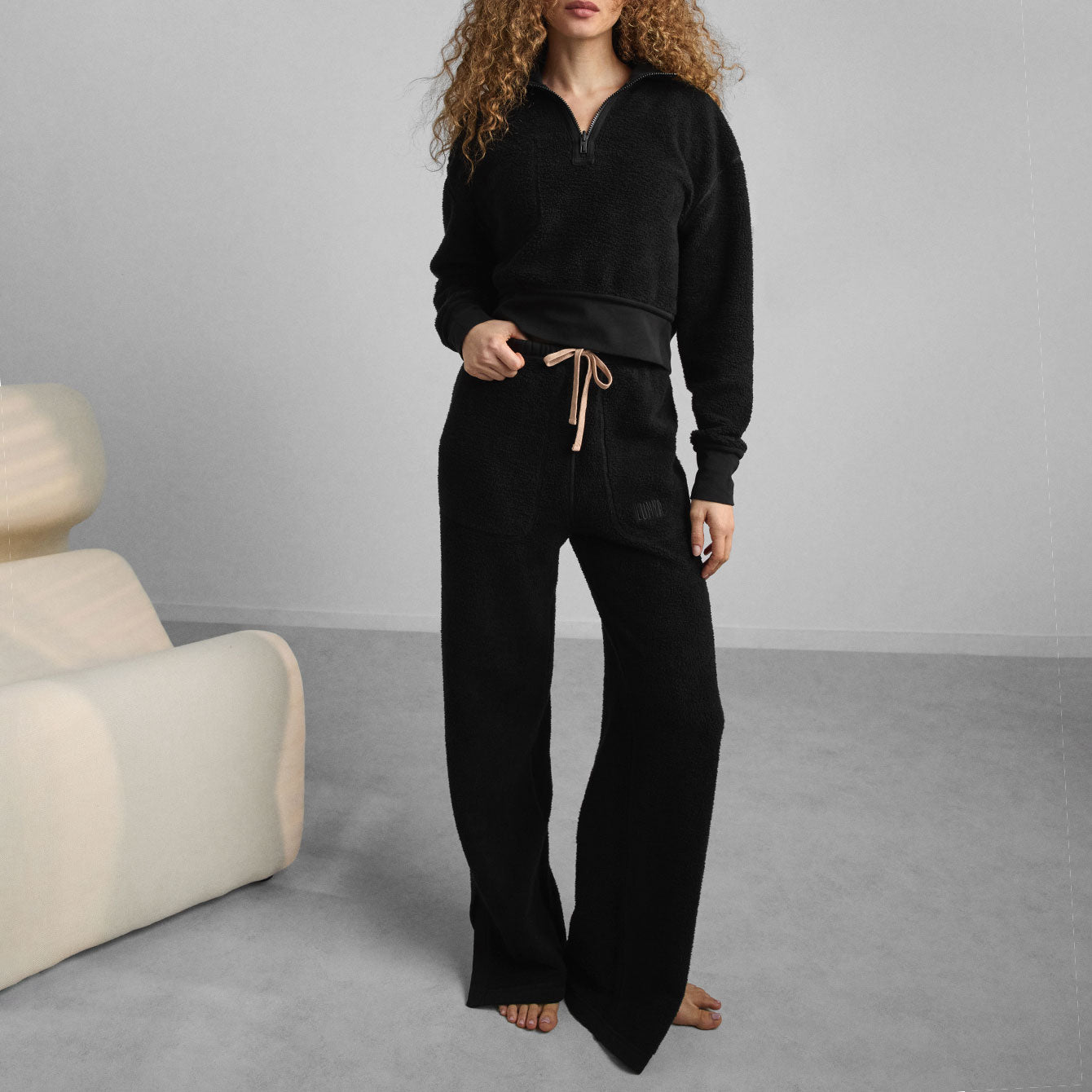 Lunya Loungewear Silksweats™ Reversible Straight Leg Pant - #Immersed Black