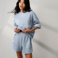 Lunya Loungewear Silksweats™ Midweight Reversible Short - #Welkin Blue