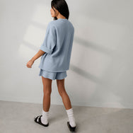 Lunya Loungewear Silksweats™ Midweight Reversible Short - #Welkin Blue